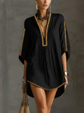 Black Deep V-Neck Mini Dress