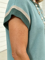 Textured Fabric Casual Contrast Twist Strip Short Sleeve Pocket Dress