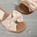 Sunset Strolls, Women's Chic Bowknot Slide Sandals - Open Toe, Flat Heel, Casual Beach & Outdoor Shoes with EVA Sole