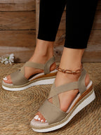 Flat-bottomed wedge heel fish mouth casual women's sandals
