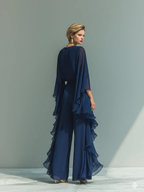 Elegant & Flowy Ruffled Shirt And Wide-leg Pants Two-piece Set