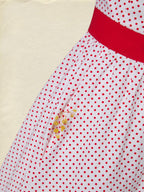 Cotton Maxi Dress, Short Sleeve, Square neck, Polka Dots, Vintage, White,Pure cotton