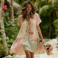 Women's Bohemian Patchwork Casual Vacation Short-sleeve Dress