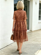 Floral Mesh Dress Large Size Loose and Thin Short Sleeves Fat Girl Middle-aged and Elderly Mother Skirt