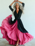 Embroidered Retro Loose Embroidered Printed Contrast Color Dress3436