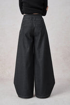 Swinging Symphony Fake Two-Piece Wide-Leg Jeans