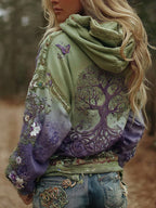 Women's Vintage Viking Tree Of Life Art Gradient Comfort Hoodie