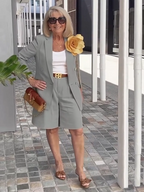 Early AutumnTwo-piece Suits Stylish Lapel Collar Suit Shorts  Blazer Coat