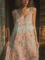 Bohemian Retro Floral Print Women's Dress