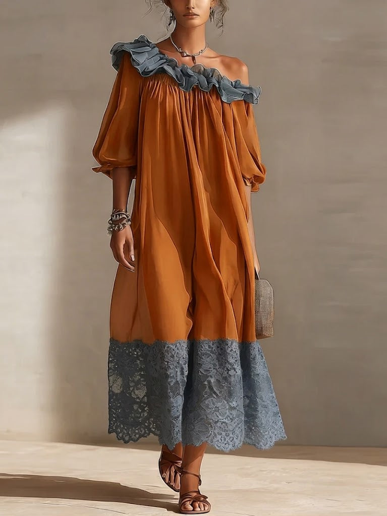 Stylish And Elegant Lace-paneled Dress