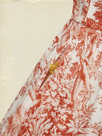 Maxi Linen Dress, Half Sleeve, Shawl Collar, Floral, Button Design, French Vintage, White