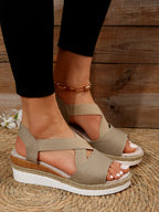 Flat-bottomed wedge heel fish mouth casual women's sandals