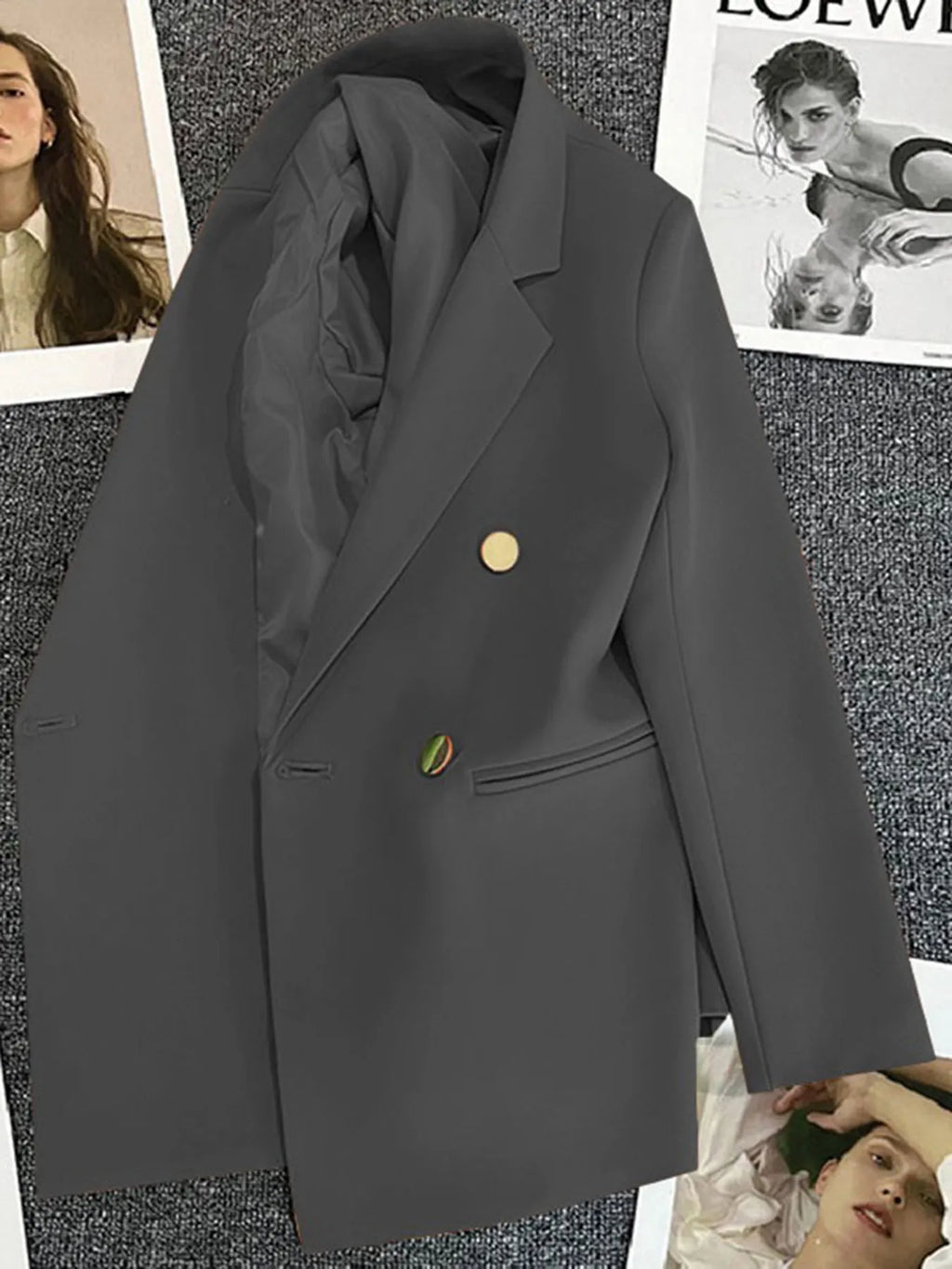 Classic Blazer Solid Color Leisure Cotton Coat for Women