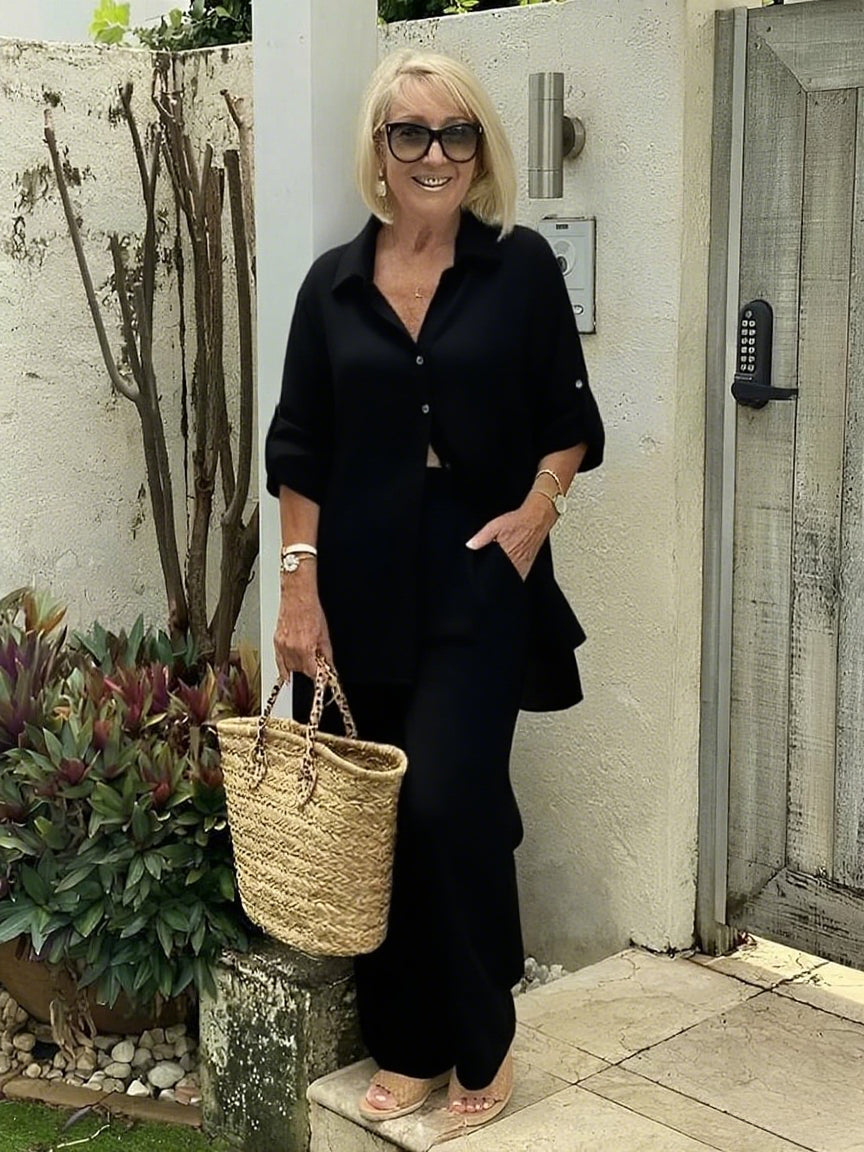 Cotton and Linen Two-piece Button Style Casual and Soft