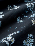 Linen Maxi Dress, V neck,  Floral, Daily, Short Sleeve, Blue