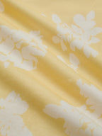 Midi Cotton Dress, Short Sleeves, Floral, French Vintage, Yellow