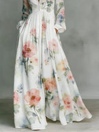 Women's Vintage Floral Art Elegant Romantic Casual Vacation Maxi Dress