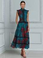Two-Piece Mandarin Collar Peplum Set