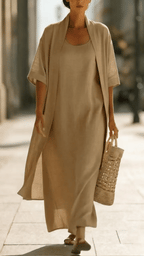 Minimalist Linen-cotton Two-piece Set - Comfortable For Everyday Wear