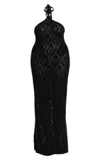 Plus Black Crochet Maxi Halter Neck Beach Dress