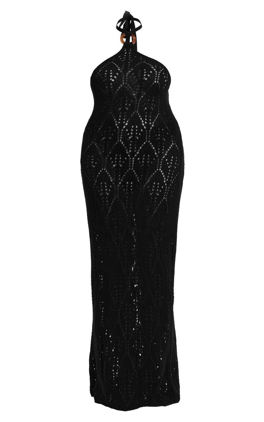 Plus Black Crochet Maxi Halter Neck Beach Dress
