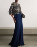 Crystal-Embellished Tulle Jacket and Crepe Gown Two-Piece Set