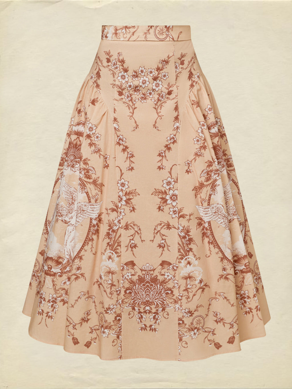 Midi Cotton Skirt, Angel, Pocket Design, Vintage, Caramel