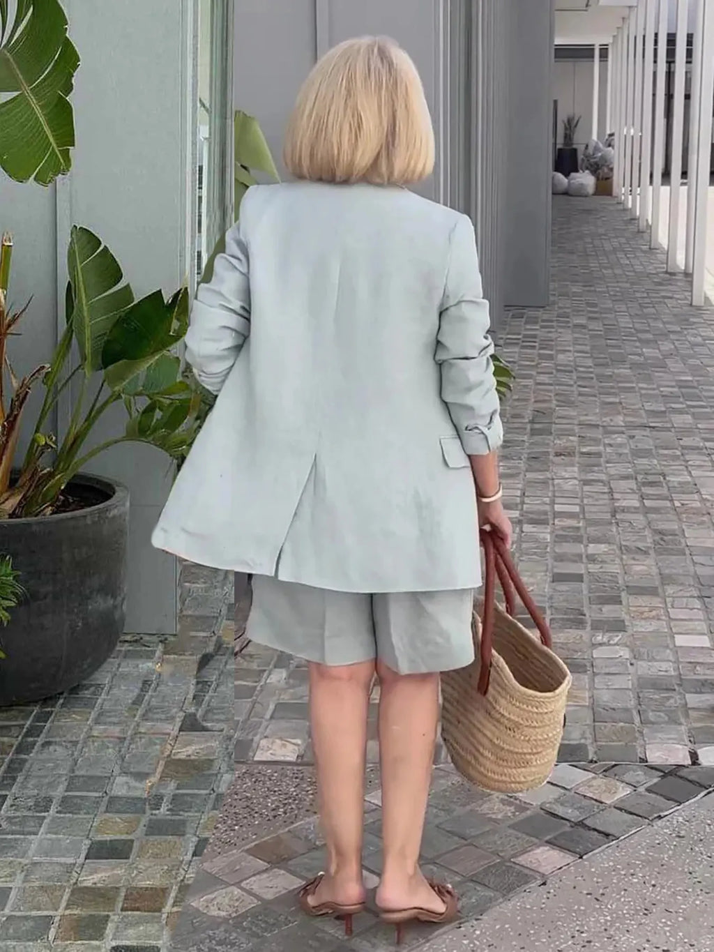 Early AutumnTwo-piece Suits Stylish Lapel Collar Suit Shorts  Blazer Coat