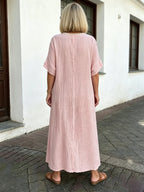 Cotton and Linen Embroidered Split Dress