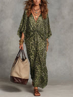 Retro-sexy Animal Print V-neck Loose-fit Dress