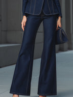 Tailored Dark Denim Blazer & Flare Pants Set