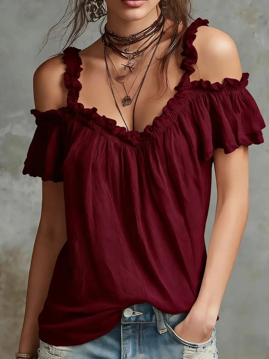 One-shoulder Strap Cotton And Linen Top