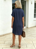 Solid Color Shirt Dress Simple, Made of Breathable, Featuring a Lapel Collar and Orderly Button Arrangement That Adds a Vintage Charm