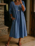 Casual Patchwork Denim Dress
