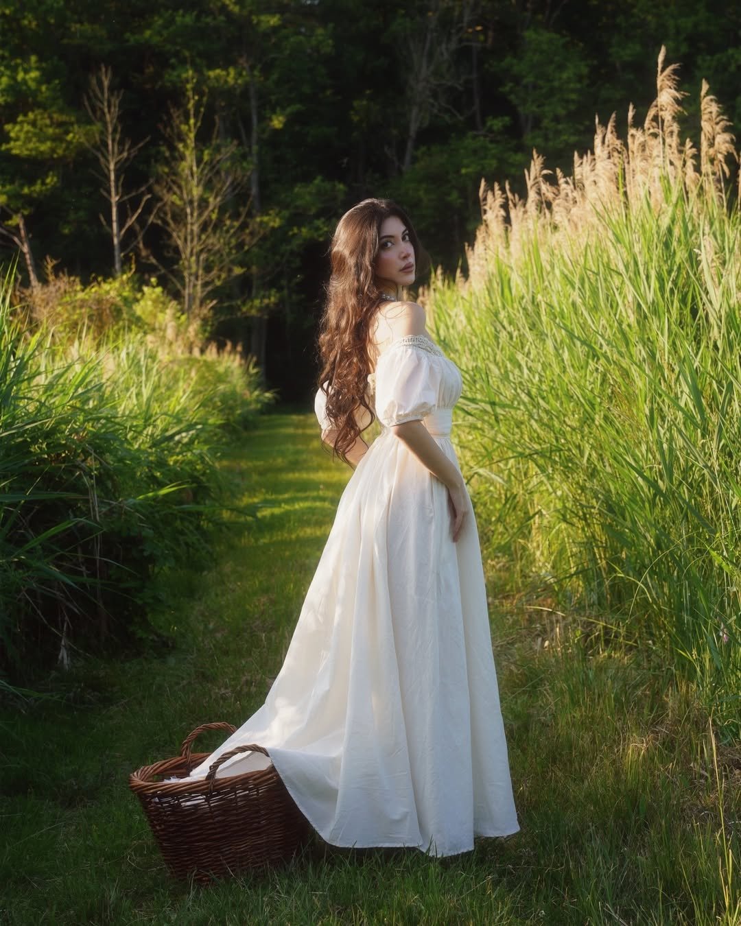 Linen Maxi Dress, Short Sleeve, Off The Shoulder, Plain, Vintage, Daily, White