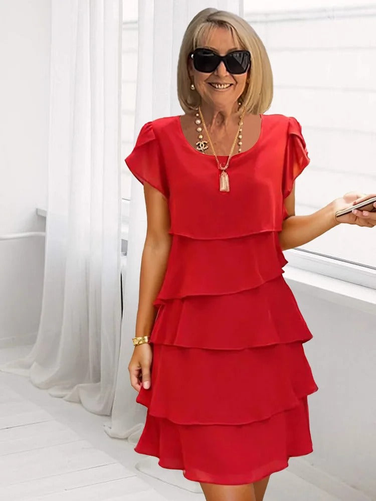 Evening Dress Best for Covering The Belly Loose Layer Cotton Multi-layer Dress