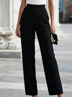 Elegant Black And White Color-Blocked Sleeveless Top And High-Waisted Wide-Leg Pants Set