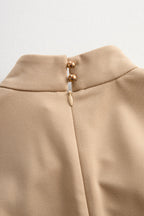 Sophisticated Beige Belted Dress