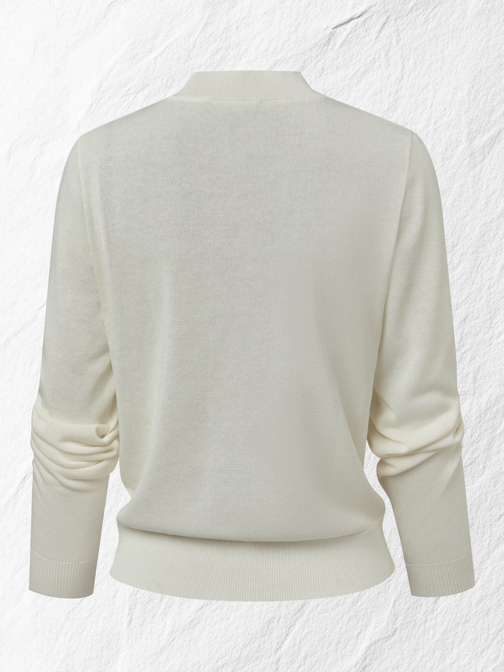 Wool Cardigan, Long Sleeves, Round Neck, Floral, Button Design, Vacation, Vintage, White