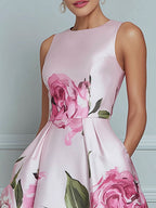 Blossoming Romance Lustrous Floral A-Line Midi Dress