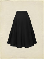 Midi Linen Skirt Set, Long Sleeves, Lapel Collar, Plain, Button Design, Vintage, White