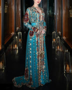 Women's Long Sleeve V Neck Mesh Embroidery Dress