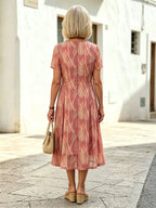 Chiffon Women's Short Sleeves Women's Double Skinny Knee Dress
