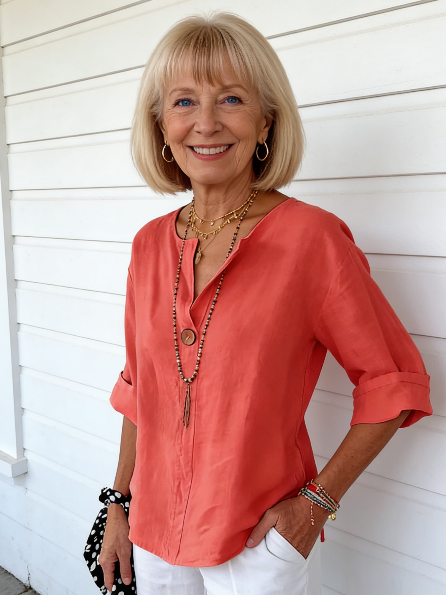 Cotton and Linen Loose T-shirt Women's V-neck Cotton and Linen Button-down Top