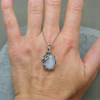 Moonstone Necklace Pendant Boho Leaf Rattan