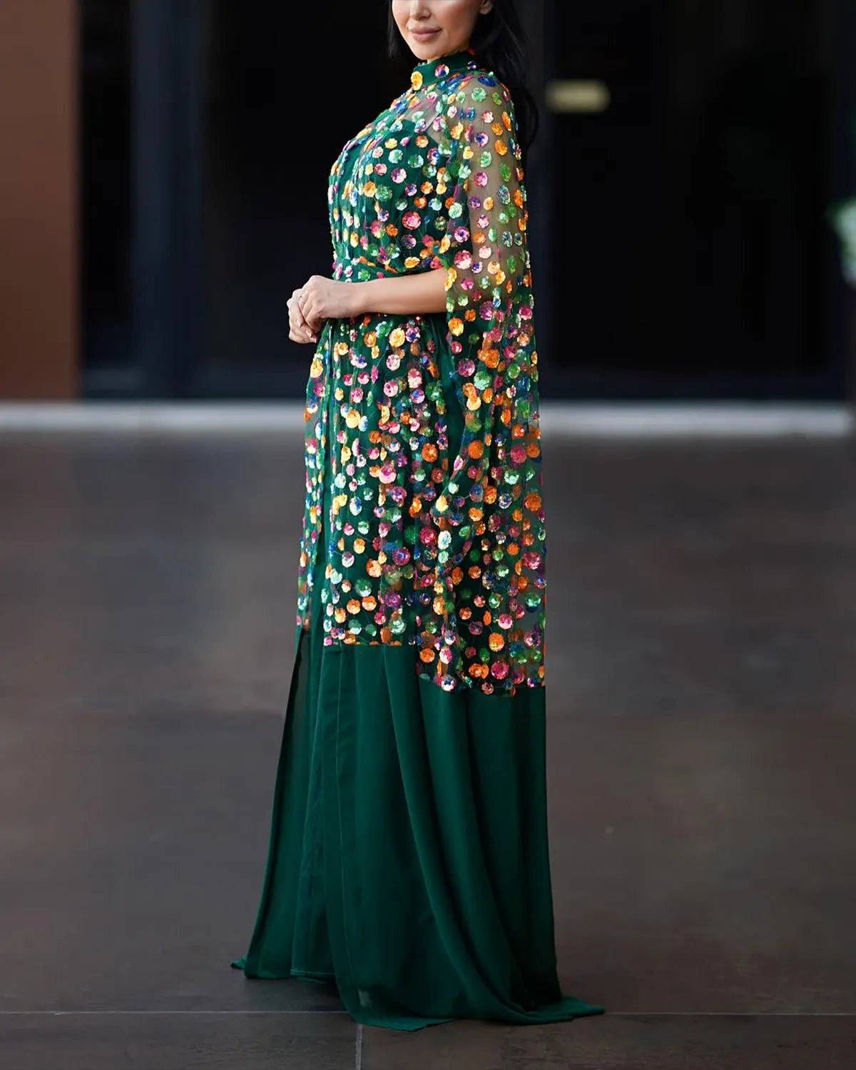 Women's Mesh Blouse Sequin Dress