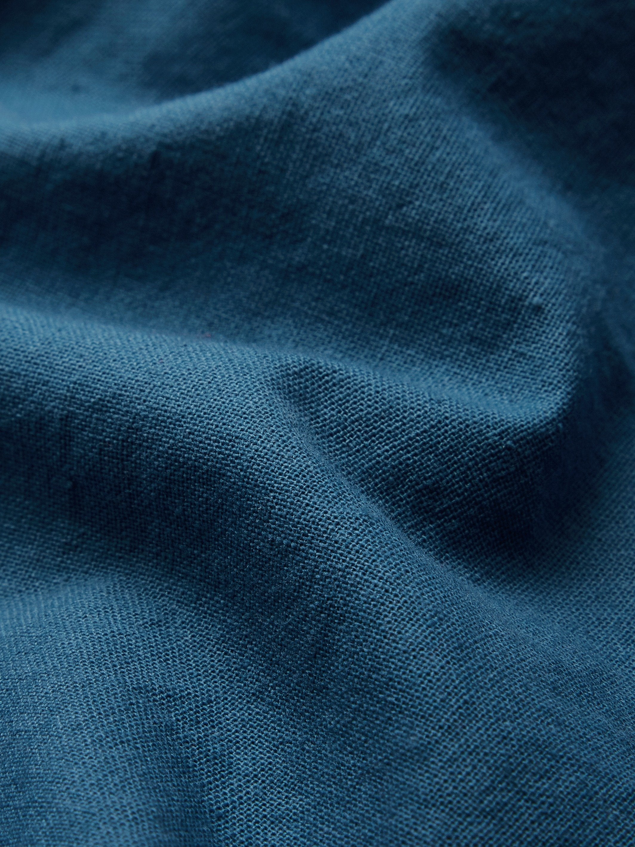 Maxi Cotton Dress, Long Sleeves, V Neck, Plain, Button Design, Vintage, Dark_blue