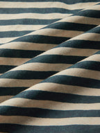 Maxi Cotton Dress, Half Sleeve, V Neck, Striped, French Vintage, Blue