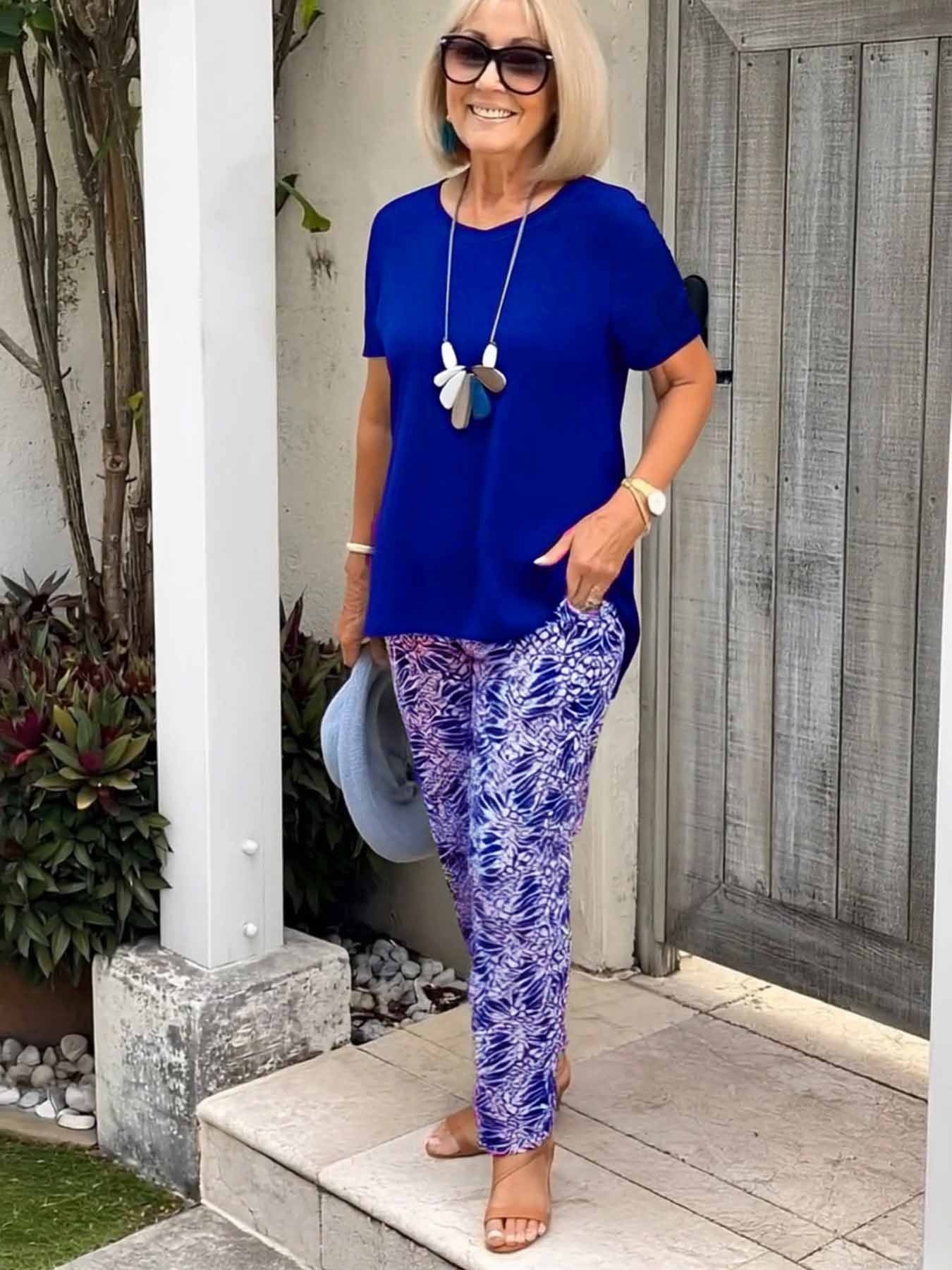 Vacation Two Piece Set Casual Holiday Loose Suit Two Piece Seaside Suit Holiday Clothing Sun Protection Suit