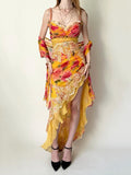Sequinned Flower Sleeveless Spaghetti-Neck Mermaid Maxi Dresses Fairytale Dress